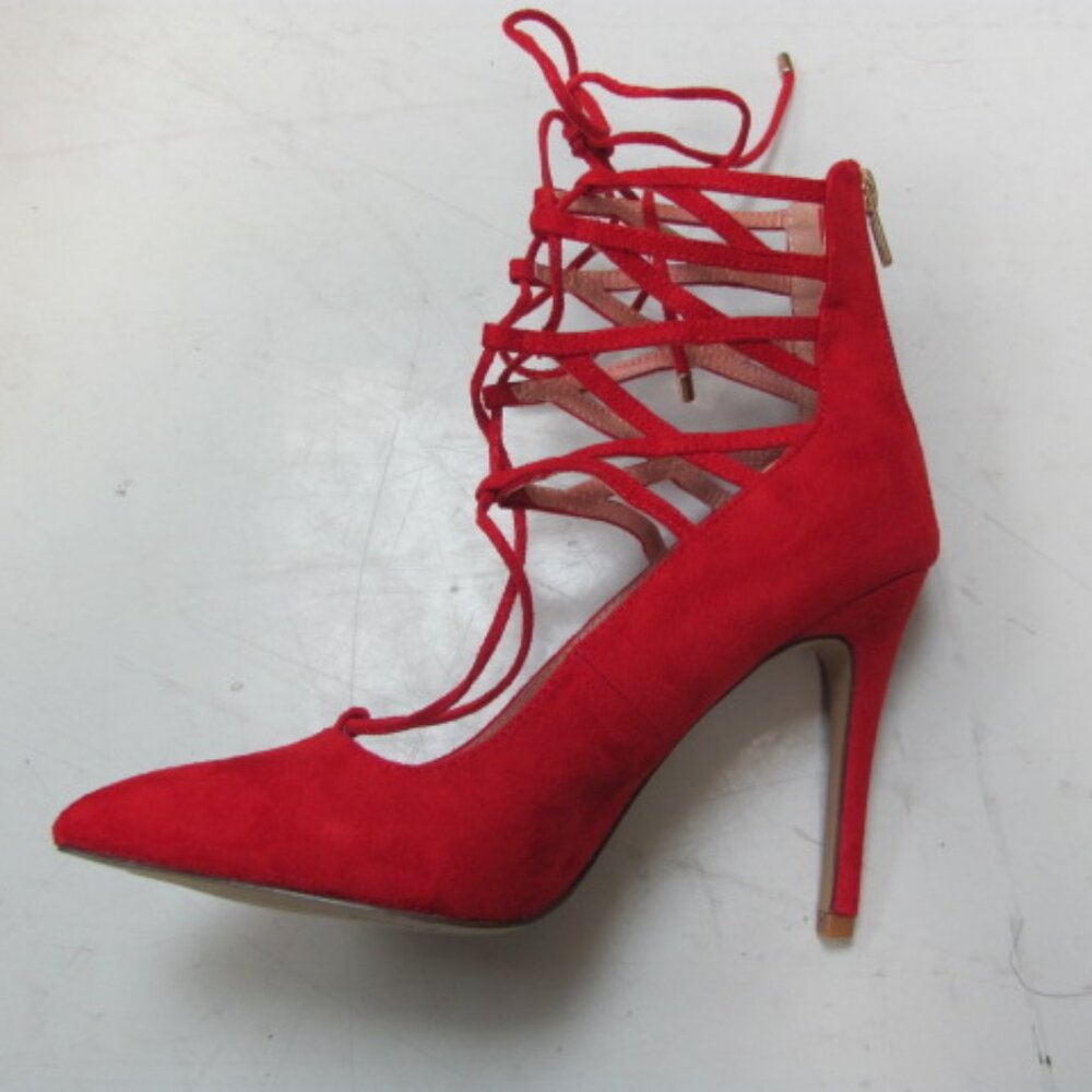 Zigi Soho Red Faux Suede Hayven Ghillie Lace Stiletto Pump Size 8
